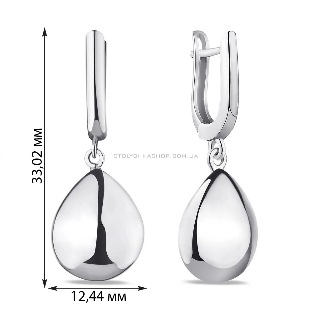 Серебряные сережки подвески без камней (арт. 7502/4264) - 2 - цена