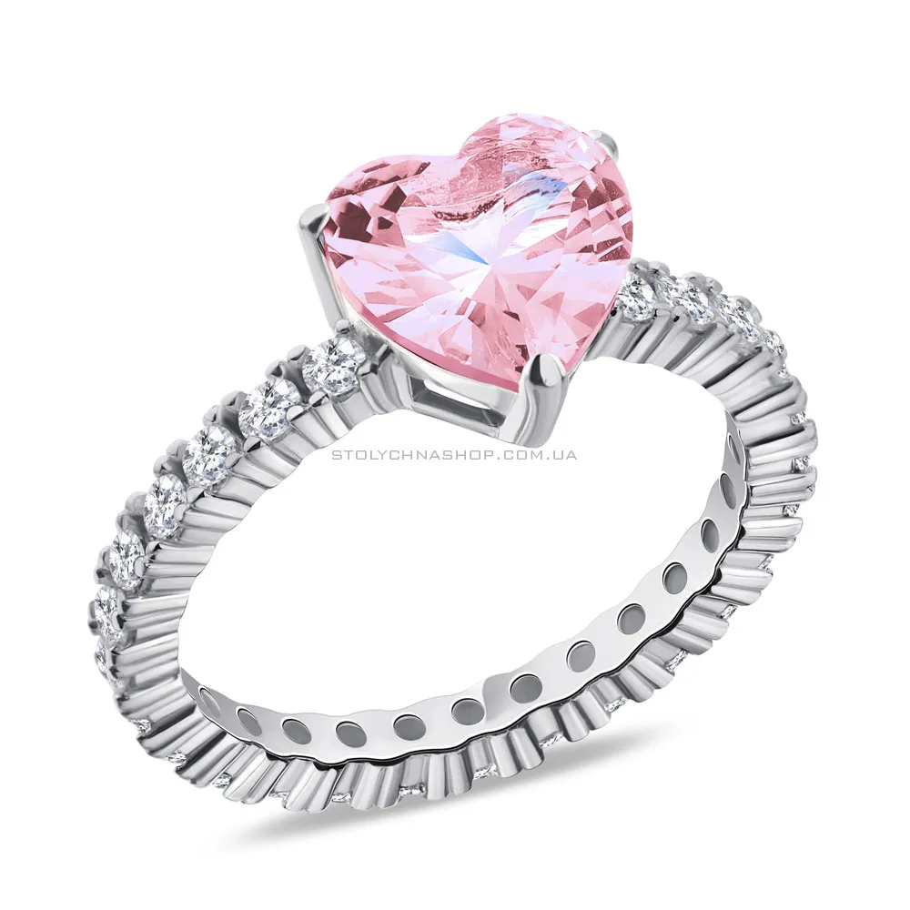 Серебряное кольцо "Сердце" с розовым альпинитом  (арт. 7501/5647ар)