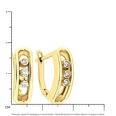 Сережки з жовтого золота з фіанітами (арт. 105683ж)