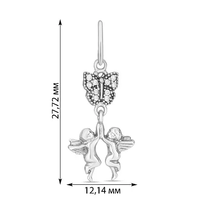 Кулон «Янголи» з білого золота з фіанітами (арт. 422631б)