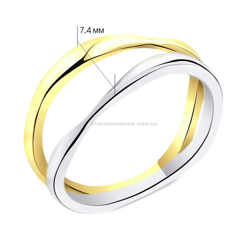 Двойное серебряное кольцо без камней (арт. 7501/6373жб) - 2 - цена