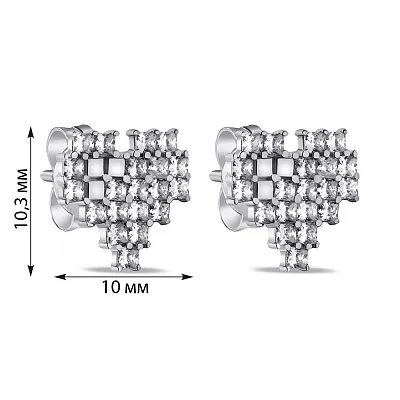 Сережки зі срібла Серце з фіанітами (арт. 7518/6786)