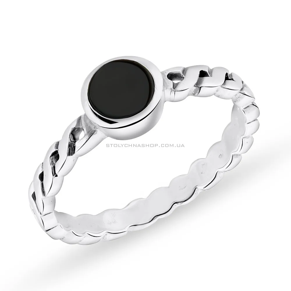 Серебряное кольцо с ониксом (арт. 7501/5398о) - цена