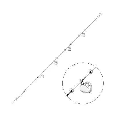Браслет на ногу зі срібла з підвісками  (арт. 7509/3374)
