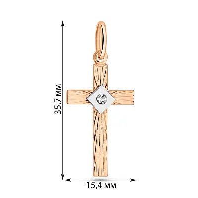 Золотий хрестик з одним фіанітом  (арт. 424867кб)