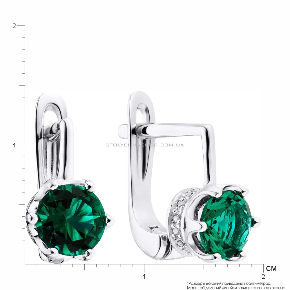 Сережки зі срібла з зеленими фіанітами (арт. 7502/3623цз)