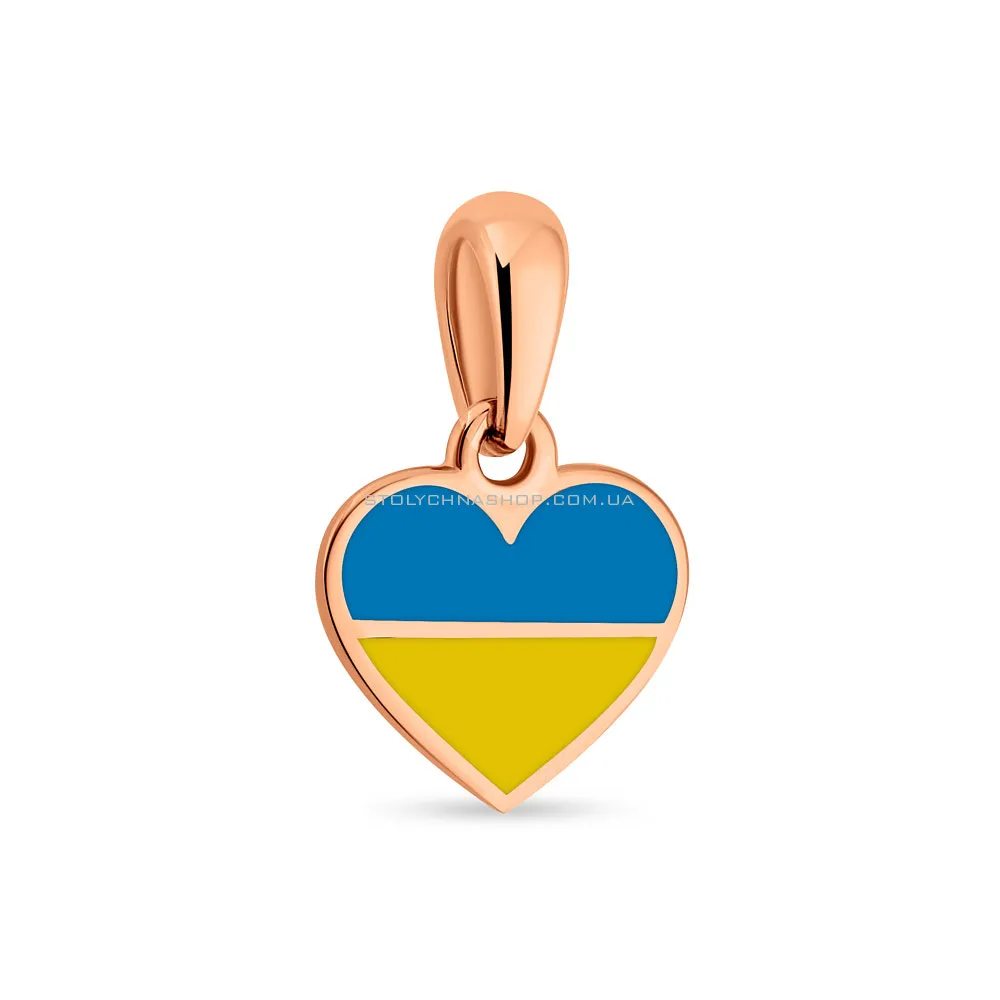 Золотий підвіс "Серце" з блакитною і жовтою емаллю  (арт. 440740есж) - цена