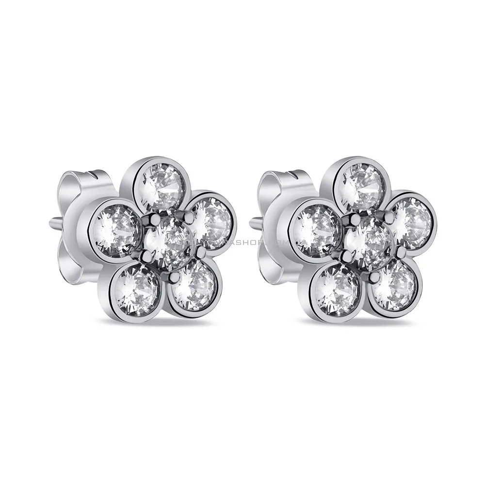Срібні сережки в формі квітки з фіанітами (арт. 7518/6759) - цена
