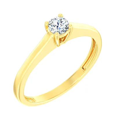 Золотое помолвочное кольцо с фианитом (арт. 145800ж)