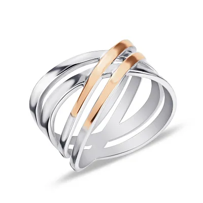 Серебряное кольцо с золотыми накладками Trendy Style (арт. 7201/452кю)