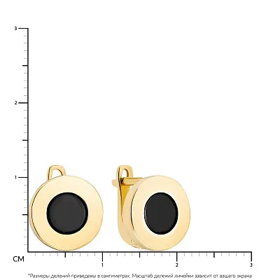 Сережки золоті в жовтому кольорі металу з оніксом (арт. 104178жо)