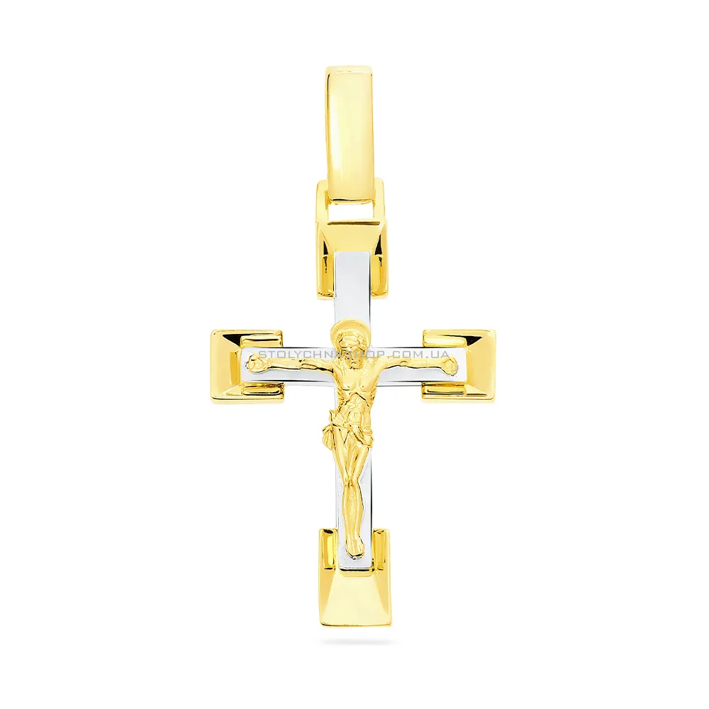 Крестик из комбинированного золота с распятием (арт. 501524жбм)