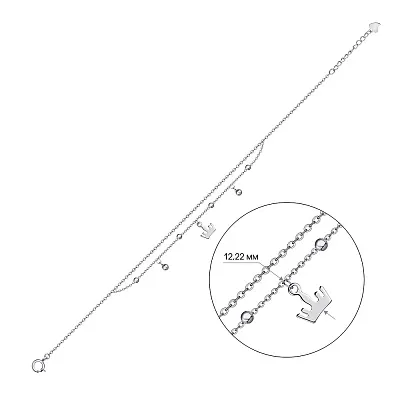 Срібний браслет на ногу «Корона» (арт. 7509/2116)