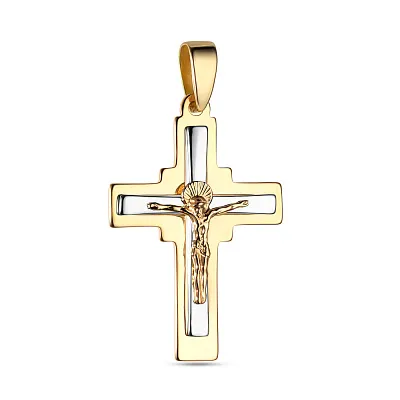 Золотой нательный крестик с распятием  (арт. 501386жб)