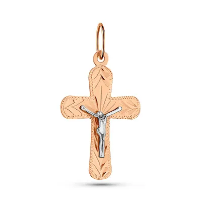 Крестик из красного и белого золота  (арт. 500529)