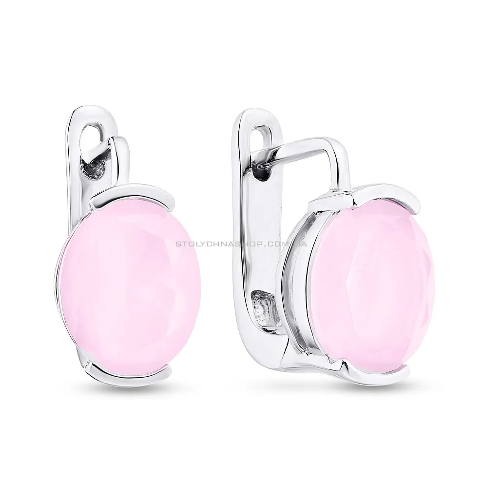 Серьги из серебра с розовыми фианитами (арт. 7502/3603црм) - цена