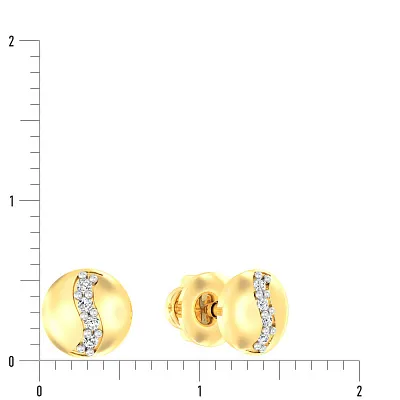 Золотые серьги пусеты с фианитами (арт. 110355ж)