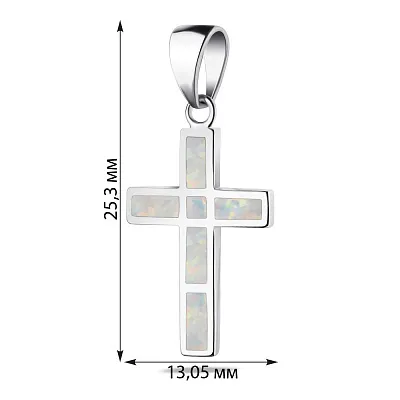 Срібний підвіс-хрестик з опалом (арт. 7503/3403Поб)