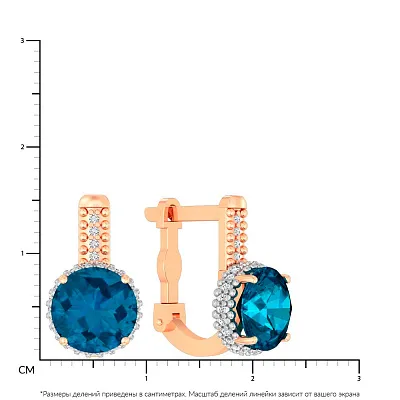 Золотые серьги с кварцем и фианитами (арт. 111100ПлГ)