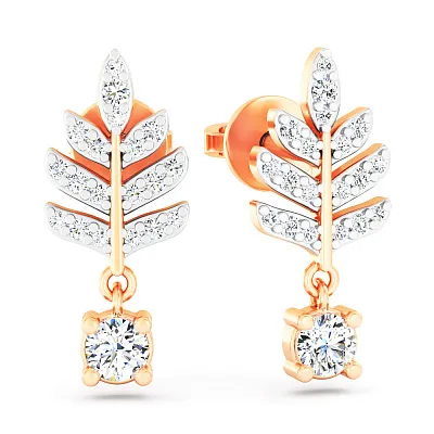 Серьги из красного золота с фианитами (арт. 111338)