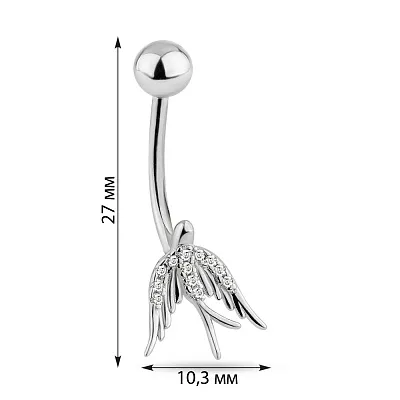 Серебряный пирсинг в пупок Ласточка (арт. 7512/ПР2Ф/2000)
