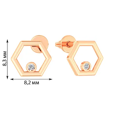 Сережки-пусети з золота з діамантами (арт. Т011370005)