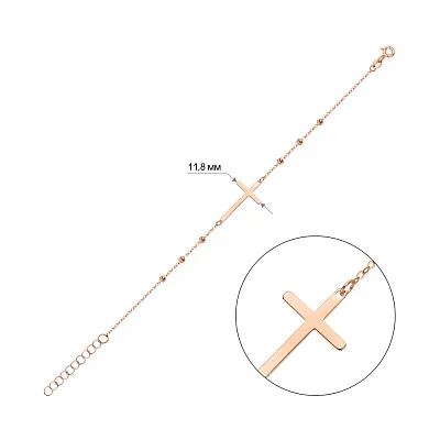 Браслет з червоного золота із хрестиком (арт. 326937)