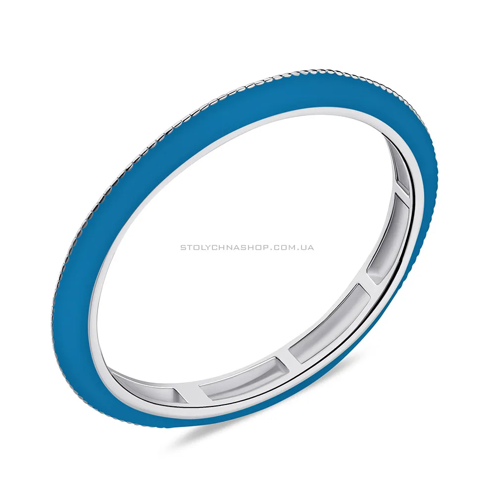 Серебряное кольцо с голубой эмалью (арт. 7501/6744ег) - цена