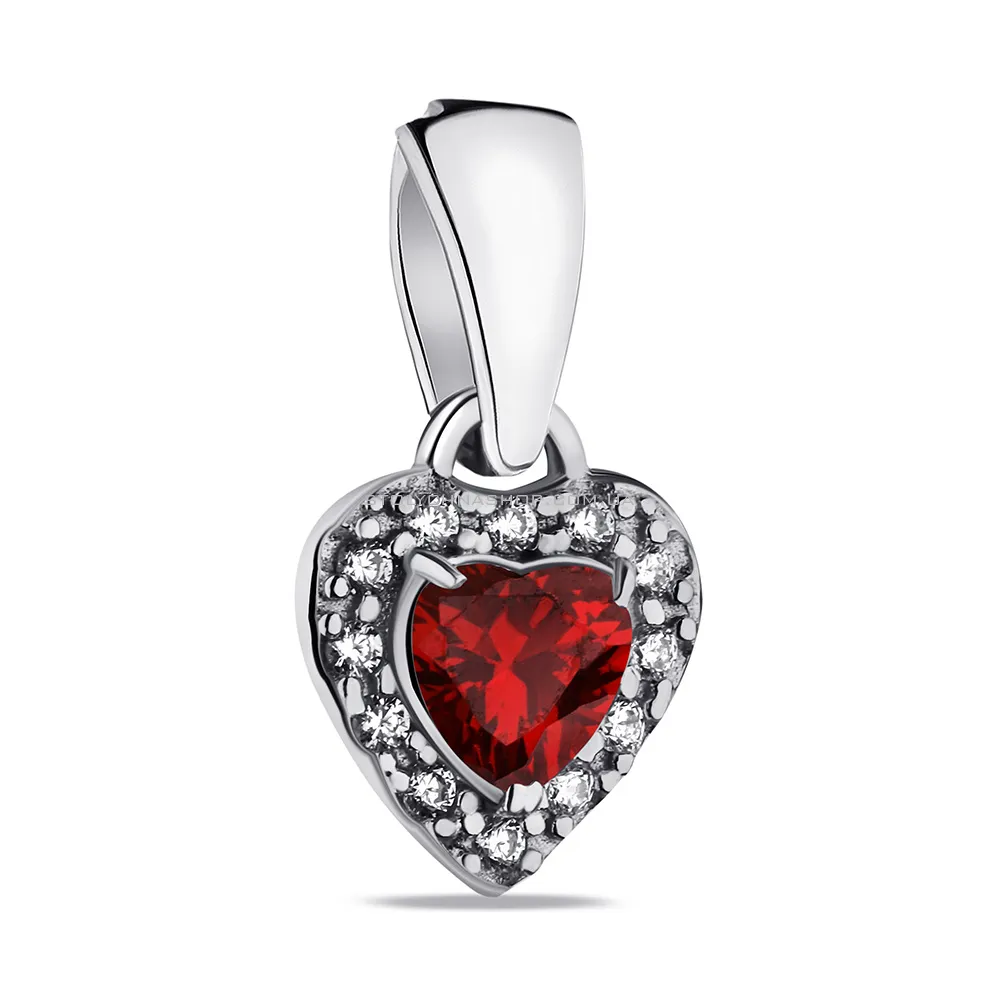 Кулон зі срібла Серце з альпінітом і фіанітами (арт. 7503/А027акпю) - цена