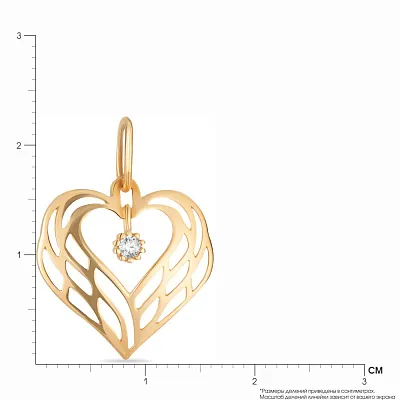 Подвеска «Сердце» с фианитом из красного золота (арт. 424064)
