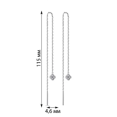 Длинные серьги-протяжки из серебра с фианитами (арт. 7502/4989)