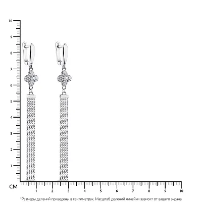 Довгі сережки-підвіски "Клевер" зі срібла з фіанітами  (арт. 7502/4816)
