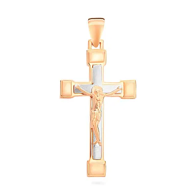 Нательный золотой крестик с распятием  (арт. 501573кбм)