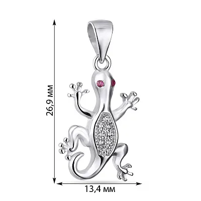 Серебряная подвеска «Ящерица» с фианитами (арт. 7503/2422ак)
