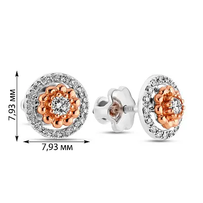 Золоті сережки пусети з діамантами  (арт. С341107б)