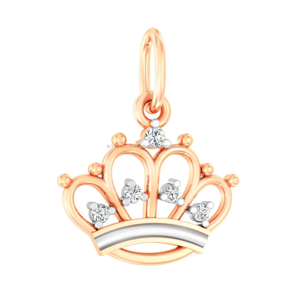 Золота підвіска «Корона» з фіанітами (арт. 440615) - цена