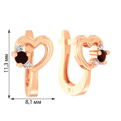 Дитячі золоті сережки «Серденька» з фіанітами (арт. 110498к)