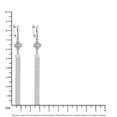 Довгі сережки-підвіски &quot;Клевер&quot; зі срібла з фіанітами  (арт. 7502/4816)