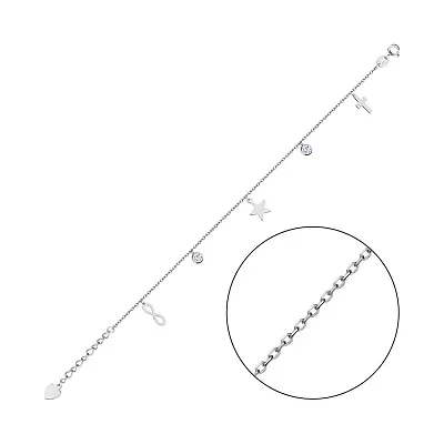 Серебряный браслет с подвесками и с фианитами  (арт. 7509/2749)