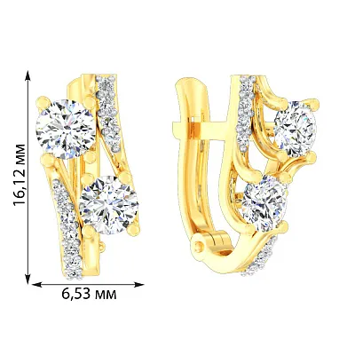 Сережки з жовтого золота з фіанітами (арт. 110213ж)