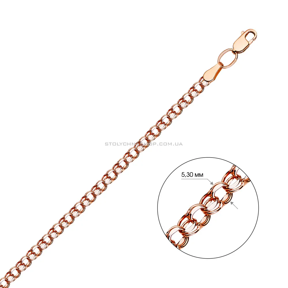 Золотий браслет з родіюванням плетіння Бісмарк  (арт. 310306р) - 2 - цена
