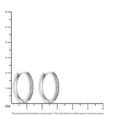 Серебряные серьги-кольца с дорожками из фианитов  (арт. 7502/2881/20)