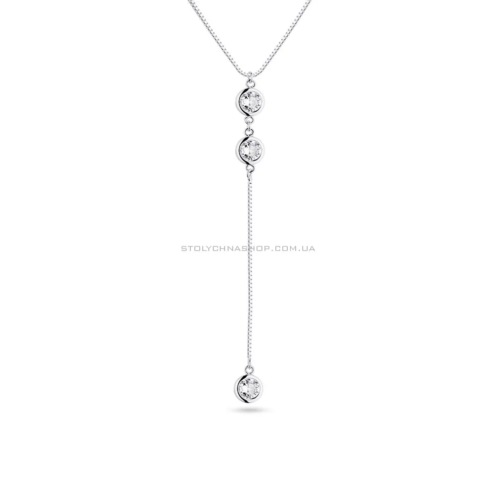 Серебряное колье-галстук с фианитами Trendy Style (арт. 7507/1333)