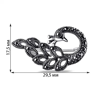 Брошка зі срібла з марказитами  (арт. 7405/182мрк)