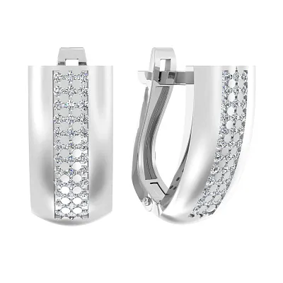 Серьги из белого золота с фианитами (арт. 119000б)
