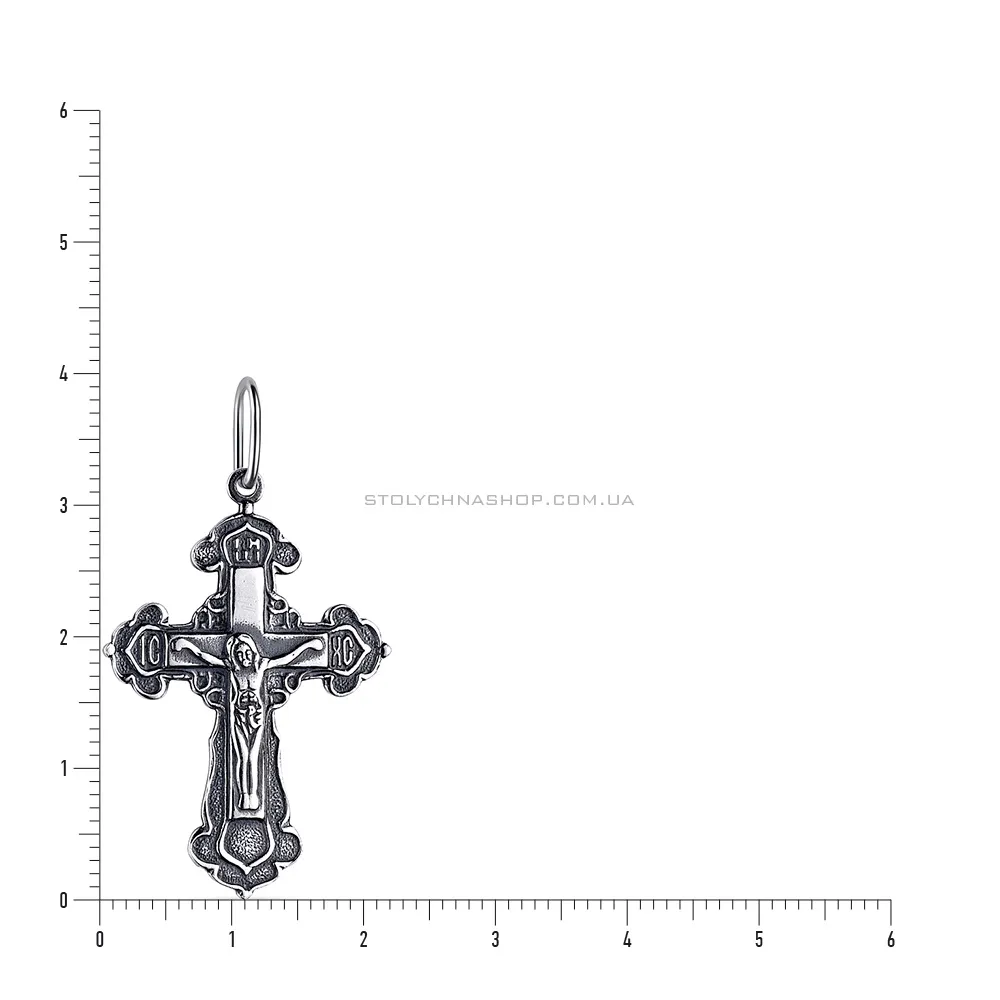 Нательный серебряный крестик с распятием (арт. 7904/3496-ч)