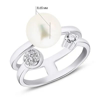Серебряное кольцо с жемчугом Trendy Style (арт. 7501/4441жб)