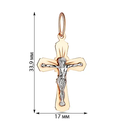 Крестик с распятием из комбинированного золота (арт. 514500)