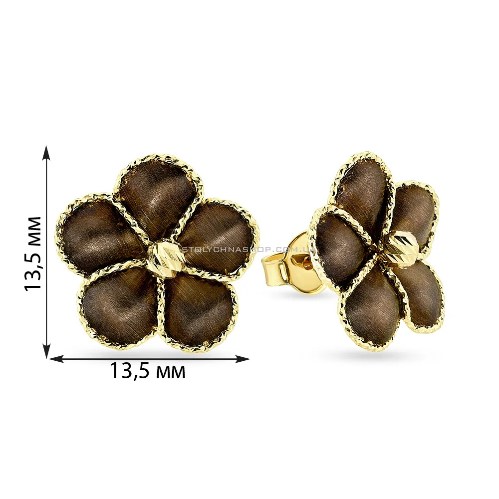 Золоті сережки пусети Francelli «Квіти» (арт. 107381жкр) - 2 - цена