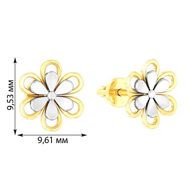 Золоті сережки пусети «Квіточки» (арт. 111065жб)